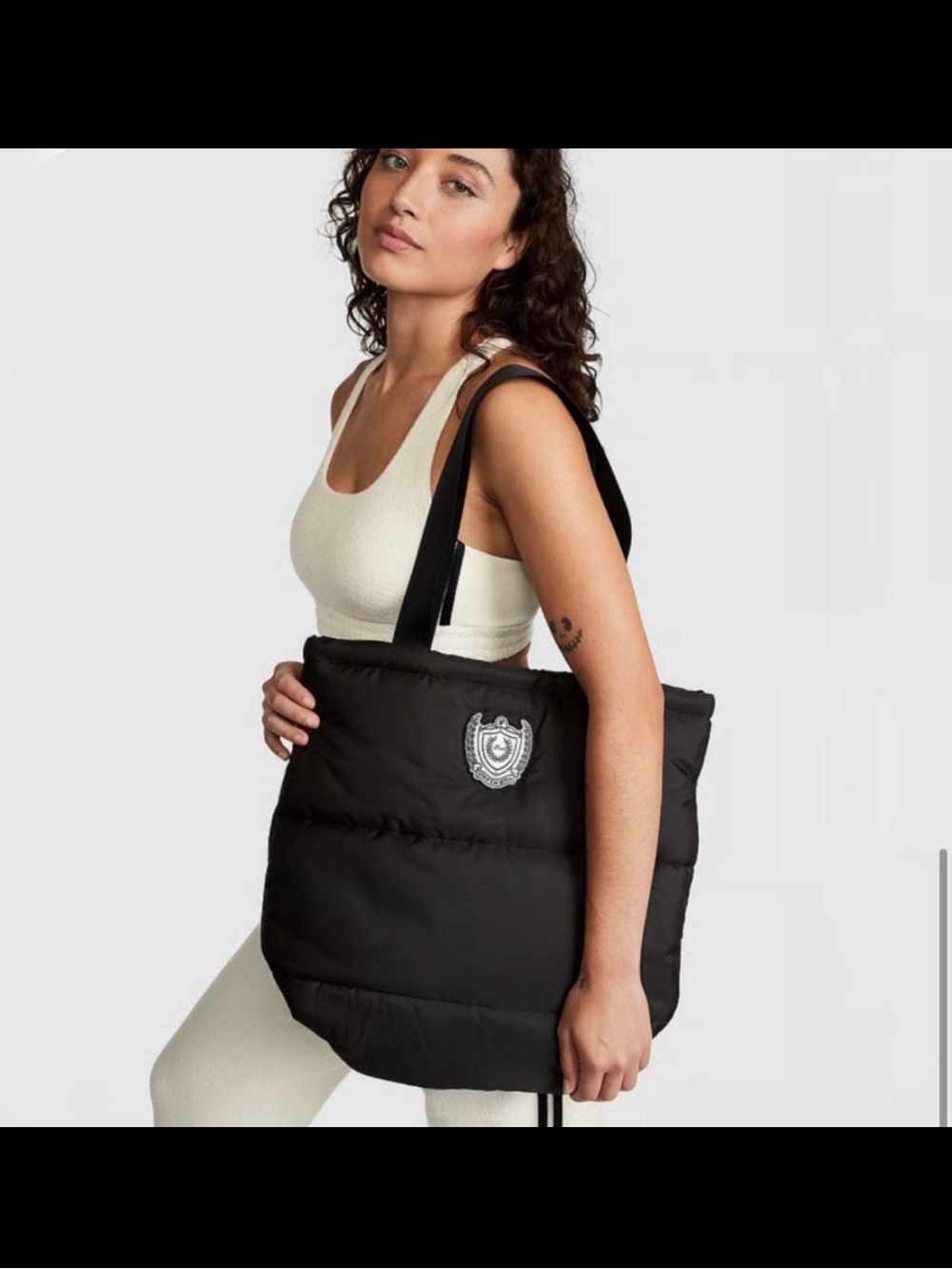 PINK Victoria's Secret Puff Black Tote Bag NWT